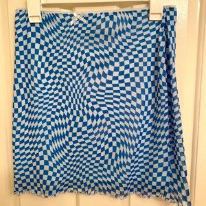 Vintage Vibes Warped Checker Pattern Mini Skirt